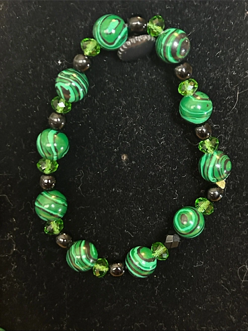 Green Malachite-Style Necklace and Bracelet Jewelry Set